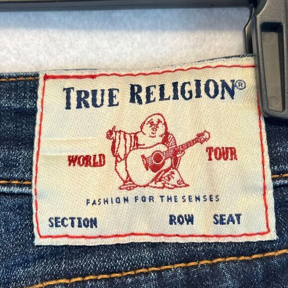 TRUE RELIGION Women’s Jeans Size 27 Blue Halle Mid Rise Capri Distressed Skinny - Picture 15 of 16